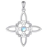 wholesale 925 Sterling Silver Celtic Cross Pendant-moonstone witch knot Without Chain