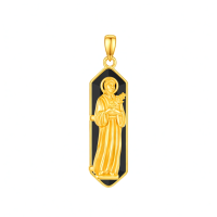 wholesale 925 Sterling Silver Gold Plated Religious Saint Black Onyx Pendant Necklace-St Gemma Galgani Without Chain