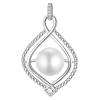 wholesale 925 Sterling Silver Pearl Pendant Necklace White Gold Plated Teardrop Beaded Infinity Frame-infinity-2 Without Chain
