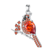 wholesale 925 Sterling Silver Red Cardinal Pendant Necklace for Women s-Cardinal Without Chain