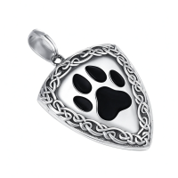wholesale 925 Sterling Silver Paw Print Memorial Keepsake Urn Necklace with Funnel and Fill Tool for Pet Ashes -Paw Without Chain