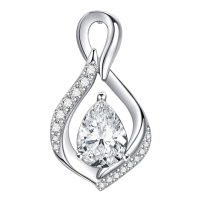 wholesale 925 Sterling Silver Orange Topaz Drop Pendant With Zirconia-04 Apr Without Chain