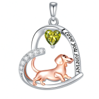 wholesale 925 Sterling Silver Corgi Love Forever Pendant Necklace-1-08-August Without Chain