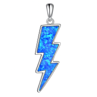 wholesale 925 Sterling Silver Labradorite Lightning Bolt Reversible Boomerang Pendant Necklaces - Minimalist s for Women & Girls-blue opal flash Without Chain