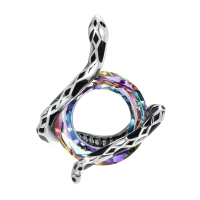 wholesale 925 Sterling Silver Engraved Snake Pendant Necklace-Purple Without Chain