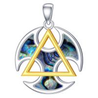 wholesale 925 Sterling Silver Triquetra Trinity Knot Moon Phase Pendant Necklace for Women's s-AA Without Chain