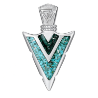wholesale 925 Sterling Silver with Turquoise and Malachite Arrowhead Pendant Necklace for Men & Women-Viking Arrowhead Without Chain