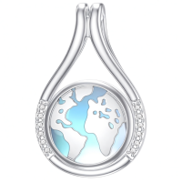 wholesale 925 Sterling Silver Green Moss Agate World Map Pendant Necklace Travel s for Women-04-Moonstone Earth Necklace Without Chain