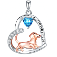 wholesale 925 Sterling Silver Corgi Love Forever Pendant Necklace-1-12-December Without Chain