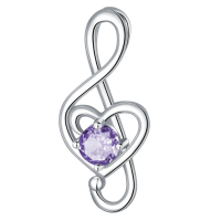 wholesale 925 Sterling Silver 12 Birthstone Music Note Necklace for Women-06-June-Alexandrite Without Chain