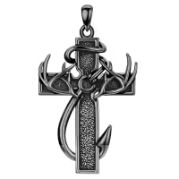 wholesale 925 Sterling Silver Black Enamel Deer Antlers Cross Pendant Necklace with Stainless steel chain for Men -2-04-Black Without Chain