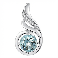 wholesale 925 Sterling Silver Opal CZ Moonstone 12 Month Birthstone Necklace for Women-03-Mar-Lab Created Aquamarine Without Chain