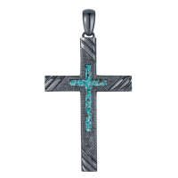 wholesale 925 Sterling Silver Turquoise Inlay Black Cross Pendant Necklace for Men & Women-Black Cross Turquoise Necklace Without Chain