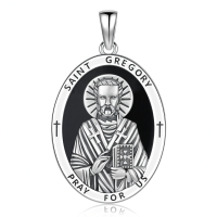 wholesale 925 Sterling Silver Archangel Medals St Pendant Necklace for Men Women-85-St Gregory(oval obsidian-silver) Without Chain