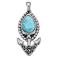 wholesale 925 Sterling Silver Pendant Necklace Wholesale With Blue Stone And Rope Design-Style B Without Chain