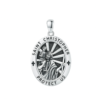 wholesale 925 Sterling Silver Archangel Medals St Pendant Necklace for Men Women-26-St Christopher(2-oval silver) Without Chain