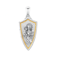 wholesale 925 Sterling Silver Jesus Holding Child Shield Pendant Two Tone Gold Beaded Necklace-07 Saint Joseph Without Chain
