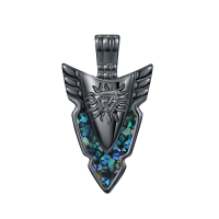 wholesale 925 Sterling Silver Viking Arrowhead Pendant with Mosaic Stone - Nordic Style Necklaces for Men & Women-Arrowhead-Abalone Shell Without Chain