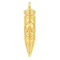 wholesale 925 Sterling Silver Bullet Locket With Engraved Skull Design-01-Bullet Skull Urn（gold） Without Chain