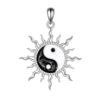 wholesale 925 Sterling Silver Yin Yang Sun Pendant Necklace  for Women-yin yang Without Chain
