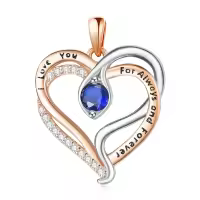 wholesale 925 Sterling Silver Snake Pendant Necklace with Birthstone for Women-09 Sep - Sapphire Without Chain