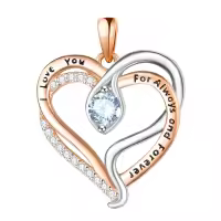 wholesale 925 Sterling Silver Snake Pendant Necklace with Birthstone for Women-03 Mar - Aquamarine Without Chain