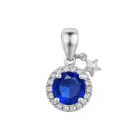 wholesale 925 Sterling Silver Cubic Zirconia Saturn Pendant Necklace for Women-September Without Chain