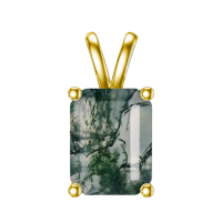 wholesale Gold-Plated 925 Sterling Silver Emerald-Cut Moss Agate Pendant Necklace - Natural Green Stone Jewelry-Emerald-Cut gold Without Chain