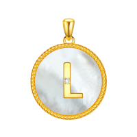 wholesale Gold 925 Sterling Silver Mother of Pearl Initial L Pendant Necklace for Women-Letter L Without Chain