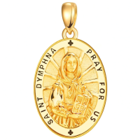 wholesale Gold 925 Sterling Silver Catholic Patron Saint Dymphna Medal Necklace Pendant Amulet -17a-St Dymphna-Gold-17a-St Dymphna-Gold Without Chain
