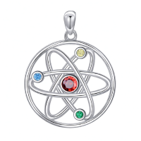 wholesale 925 Sterling Silver Atom Pendant Necklace with Colorful Stones for Nurses and Scientists Inspiring Gifts-Atom Without Chain