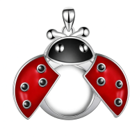 wholesale 925 Sterling Silver Ladybug Photo Locket Pendant Necklace Red Enamel Wings White Gold Plated-ladybug Without Chain