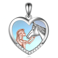 wholesale 925 Sterling Silver Abalone Shell Heart Key Pendant Necklaces for Women Gifts-Moonstone Necklace Without Chain