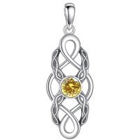 wholesale 925 Sterling Silver Celtic Knot Birthstone Pendant Necklace-November Without Chain