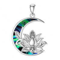 wholesale 925 Sterling Silver Lotus Moon Pendant-Style 1 Without Chain