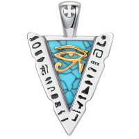 wholesale 925 Sterling Silver Eye Of Horus Pyramid Pendant Necklace Wholesale With Turquoise Inlay And Hieroglyphic Details-Eye of Horus Without Chain