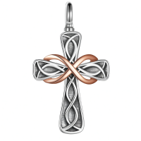 wholesale 925 Sterling Silver Celtic Knot Urn Pendant with Rose Gold and Black Engraved Cross - Ashes Holder Necklace for Women & Men-celtic knot urn01 Without Chain