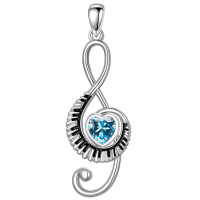 wholesale 925 Sterling Silver Music Note Heart Pendant Necklace-03-March Without Chain