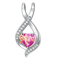 wholesale 925 Sterling Silver Mom Heart Pendant Necklace-10-October Without Chain