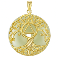 wholesale 925 Sterling Silver Tree Of Life Pendant Necklace Wholesale With Green Gemstone-Sobriety Without Chain