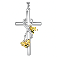 wholesale 925 Sterling Silver Bee and Infinity Cross Pendant Necklaces for Women Gift Ideas-Bee Without Chain
