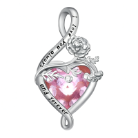 wholesale 925 Sterling Silver Heart Pendant Necklace Wholesale With Purple Gemstone-October-Marigold Without Chain