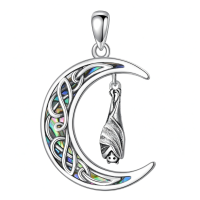 wholesale 925 Sterling Silver Crescent Moon Necklace Wholesale With Bat Pendant-Bat Necklace Without Chain