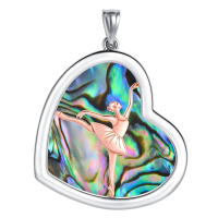 wholesale 925 Sterling Silver Heart Pendant With Ballet Dancer And Mother Of Pearl-C-Abalone Shell Without Chain