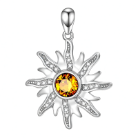 wholesale 925 Sterling Silver Crescent Moon Pendant Necklace Wholesale With Heart And Sun Design-Sun-Dec. Without Chain