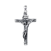 wholesale 925 Sterling Silver Crucifix Pendant Necklace Jesus Christ Cross With Chain-Jesus Cross Necklace-2 Without Chain