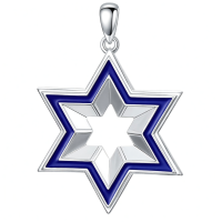 wholesale 925 Sterling Silver Blue Enamel Star of David Pendant Necklace 24 Chain-05-blue Without Chain