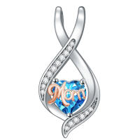 wholesale 925 Sterling Silver Mom Heart Pendant Necklace-12-December Without Chain