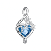 wholesale 925 Sterling Silver Heart Pendant Necklace Wholesale With Purple Gemstone-March-Daffodils Without Chain