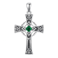 wholesale 925 Sterling Silver Garnet Celtic Cross Necklace for Men 22 +2 Chain-Silver-May Without Chain